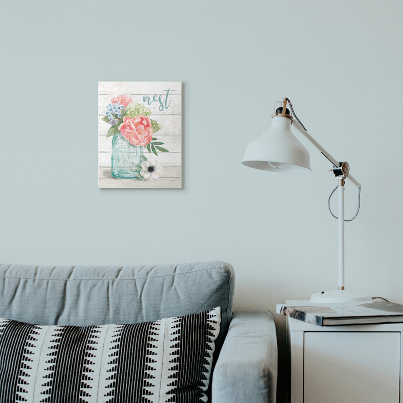 «Nest Grow Flower Jar Rustic», impression, Plaque murale, H 10 po x l 15 po x P 0,5 po