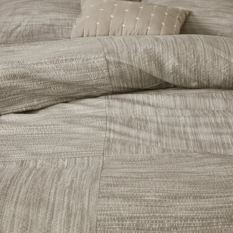 Taupe Queen Reversible Microfiber Comforter Set with Decorative Pillows