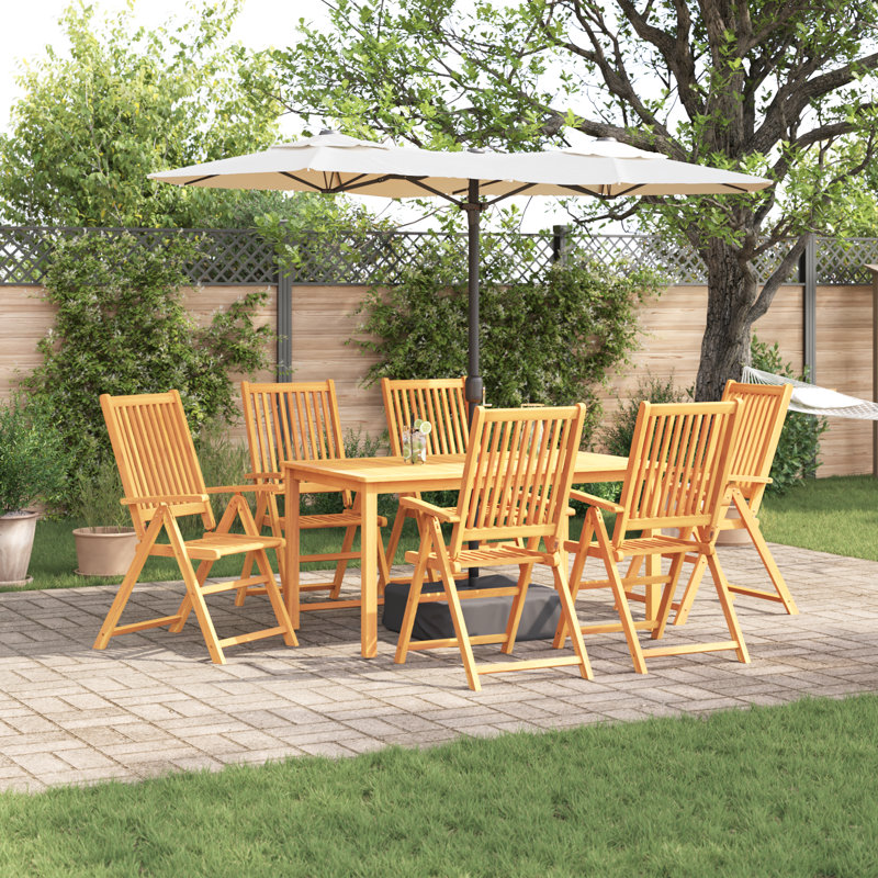 Garden Dining Set Folding 7 pcs Brown Solid Acacia Wood