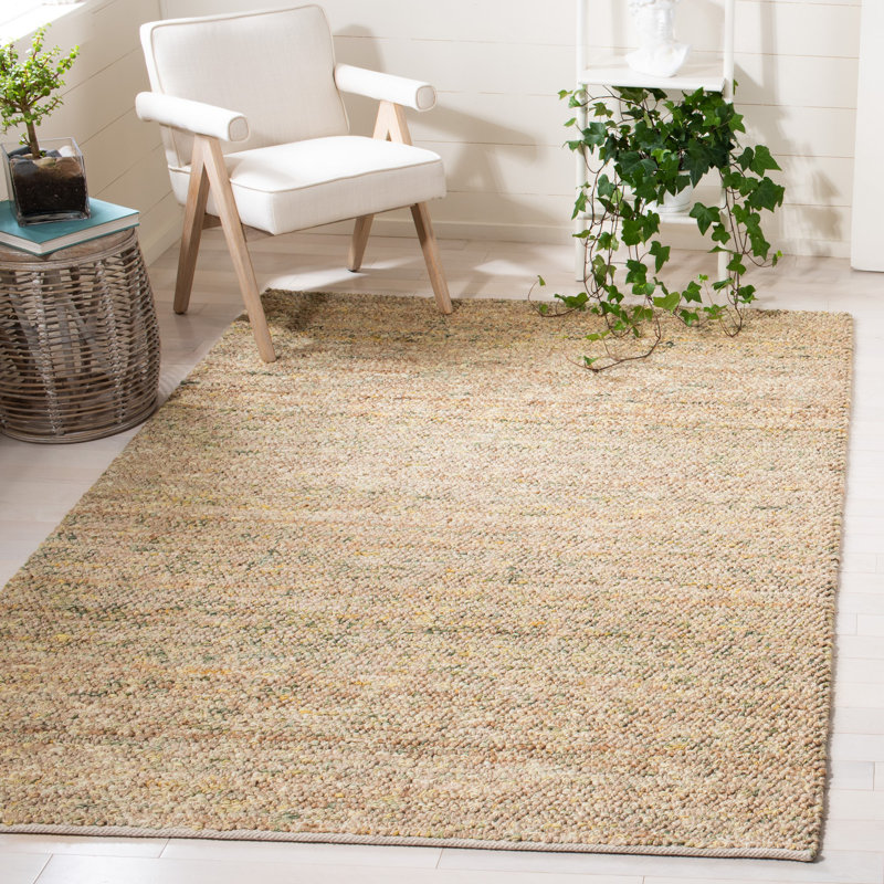 Bohemian Hand Woven Jute/Wool Rug in Brown, Rectangle 4' x 6'