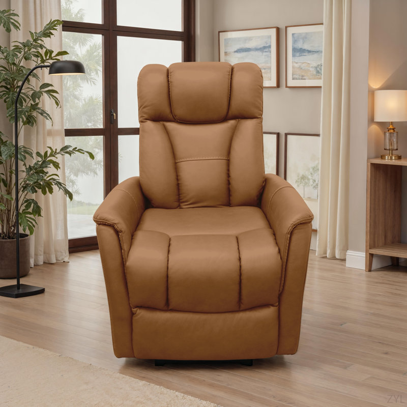 Fauteuil inclinable électrique Global Home avec appui-tête réglable manuellement et repose-pieds électrique, Brun