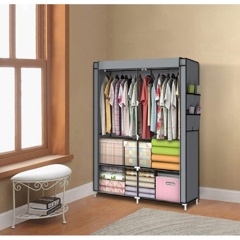 Meriwether 43 " Fabric Portable Wardrobe, Gray