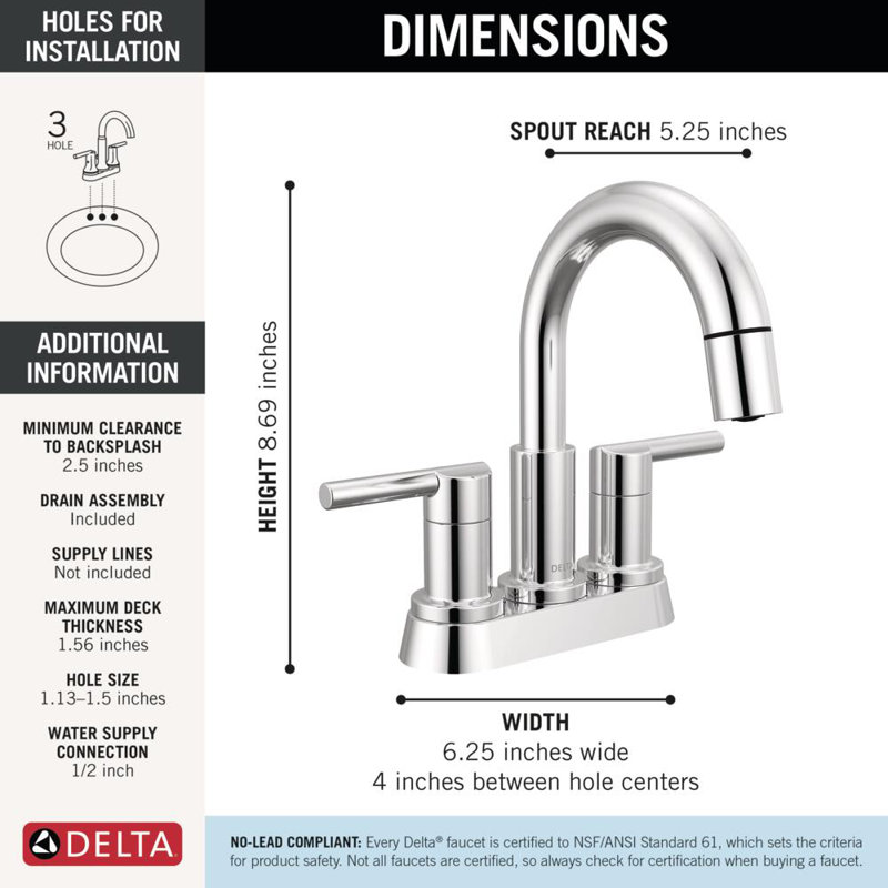 Nicoli Pull-Down Centerset Bathroom Faucet, Pull Out Sprayer Bathroom Sink Faucet, Chrome