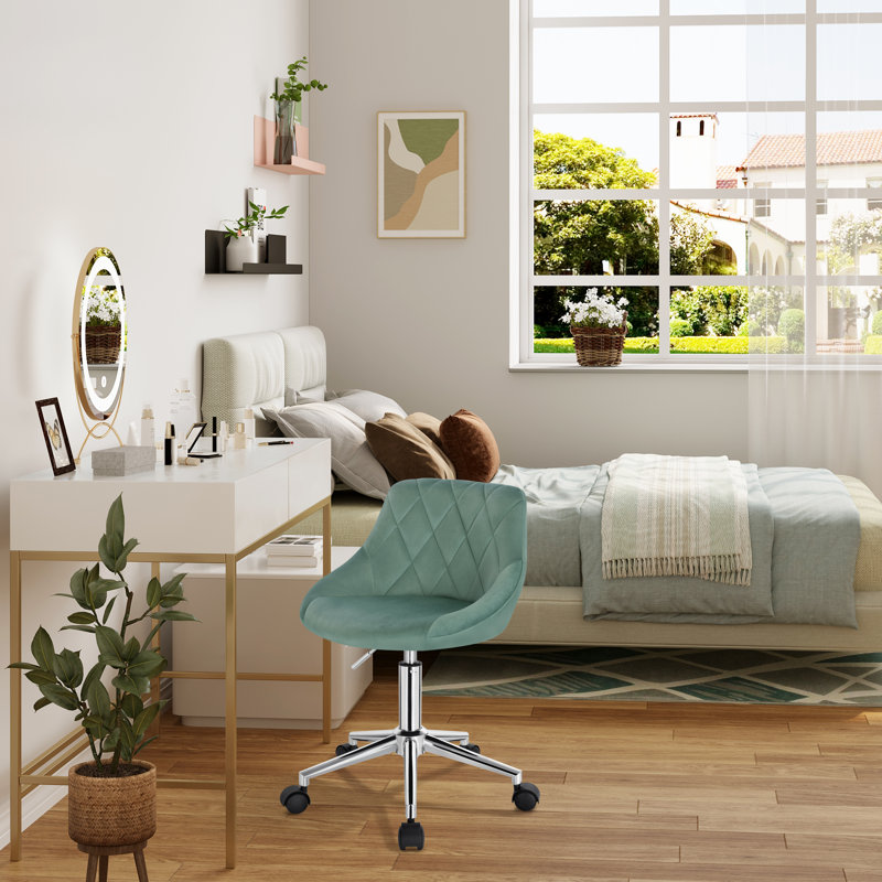 Wellsville Office Chair in Velvet, Turquoise