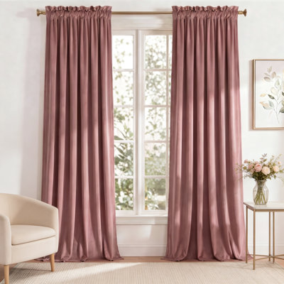 Dusty Rose Velvet Curtains 40x84 Inch