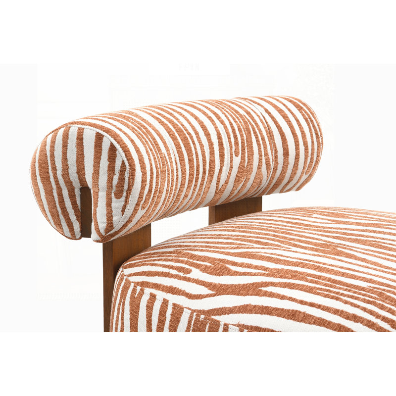 Tissu contemporain à rayures zébrées avec dossier cylindrique et mousse haute densité pour un confort confortable, Orange