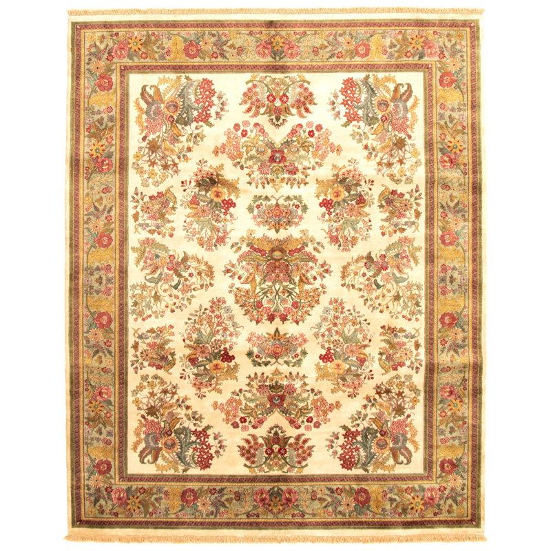 Tapis ivoire/brun en laine noué à la main Gorney