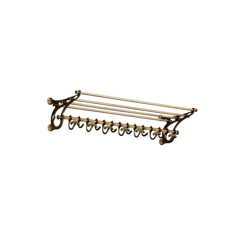 Hudson 13 - Hook Wall Mounted Coat Rack, Antique Brass