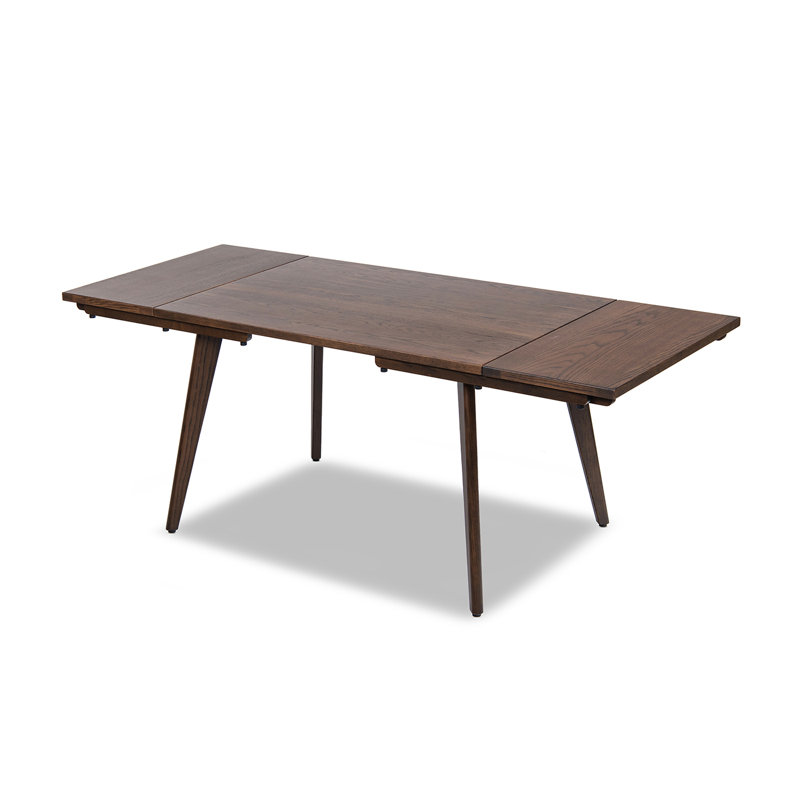 Table de salle à manger à rallonge en bois de chêne massif 47-78,5 po Hawley, H 30 po x L 47 po x l 33,5 po, Marron foncé