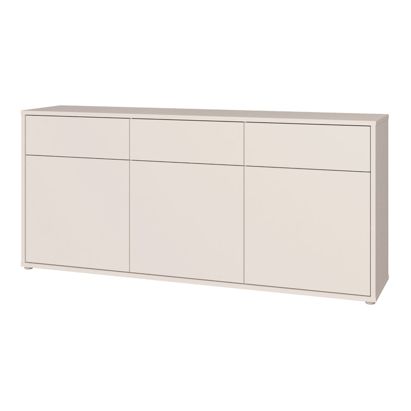 Chadwic Modern minimalistic cabinet with 3 doors and 3 drawers, engineered wood, beige, 184.2 cm W x 83.1 cm H x 41.5 cm D