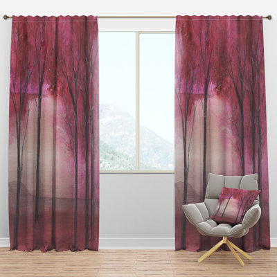 Pink Forest - Farmhouse Curtain - Velvet Room darkening - 1 panel