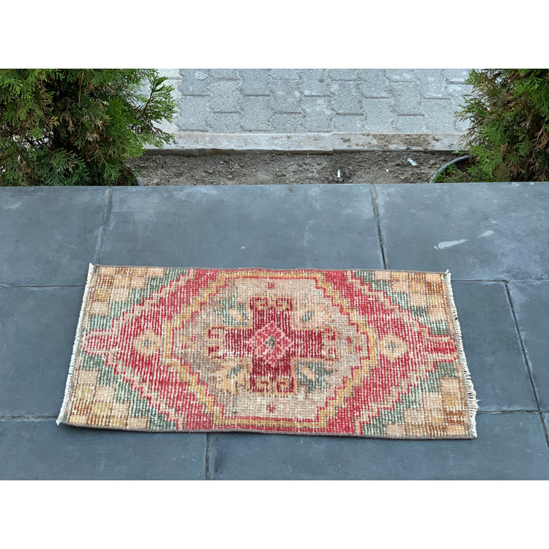 Tapis rouge en laine 1,3 x 2,4 pi Patchwork