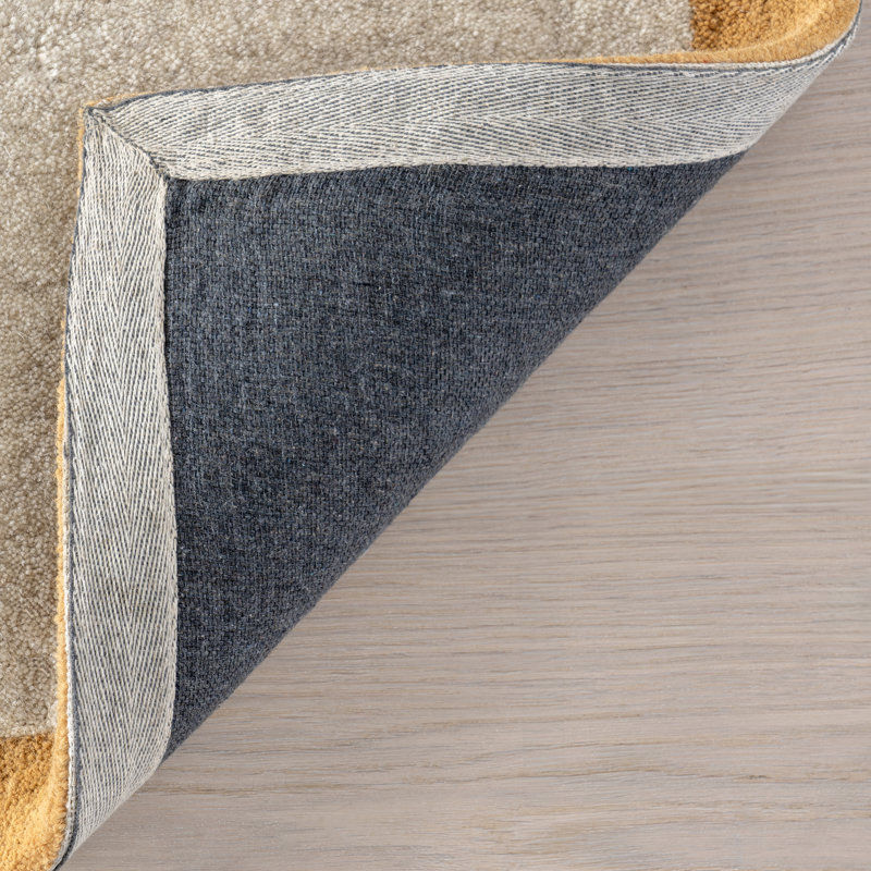 Golden Yellow Handmade Wool Tufted Rectangular Area Rug
