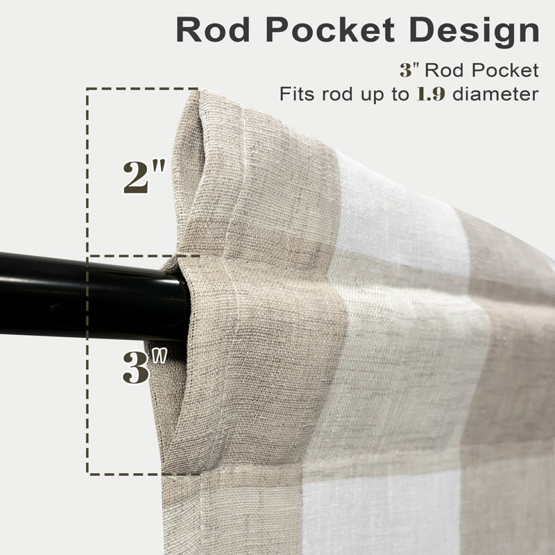 Adamari Lined Valances for Windows Buffalo Check Curtain Window Valances Woven Plaid Blackout Thermal Insulated for Kitchen, Living Room 1 Pack