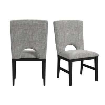 Chaise d'appoint de salle à manger Funchess avec tissu gris en noir (2 par boîte)