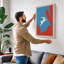 Leaping Hare Modern - Wrapped Canvas-1696923890-1696923901