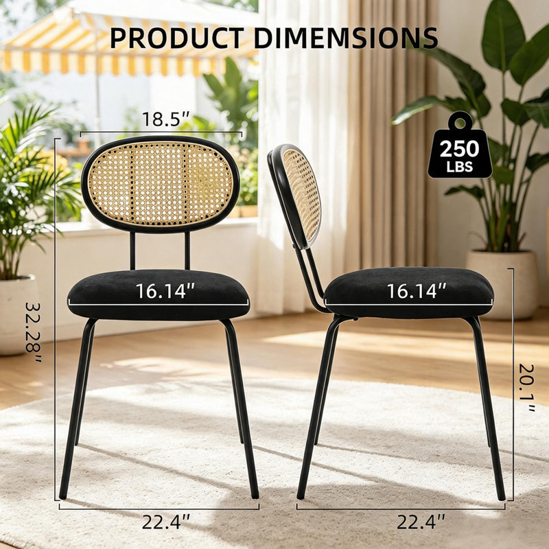 Fabric Upholstered Side Chair in Black
