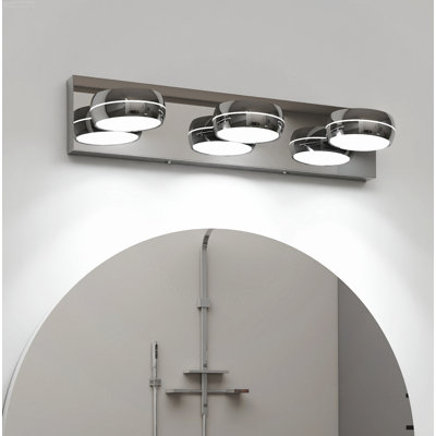 Luminaire de salle de bain moderne à 3 lumières DEL en acier inoxydable avec têtes pivotantes à 180 °, intensité variable 6000K, chrome