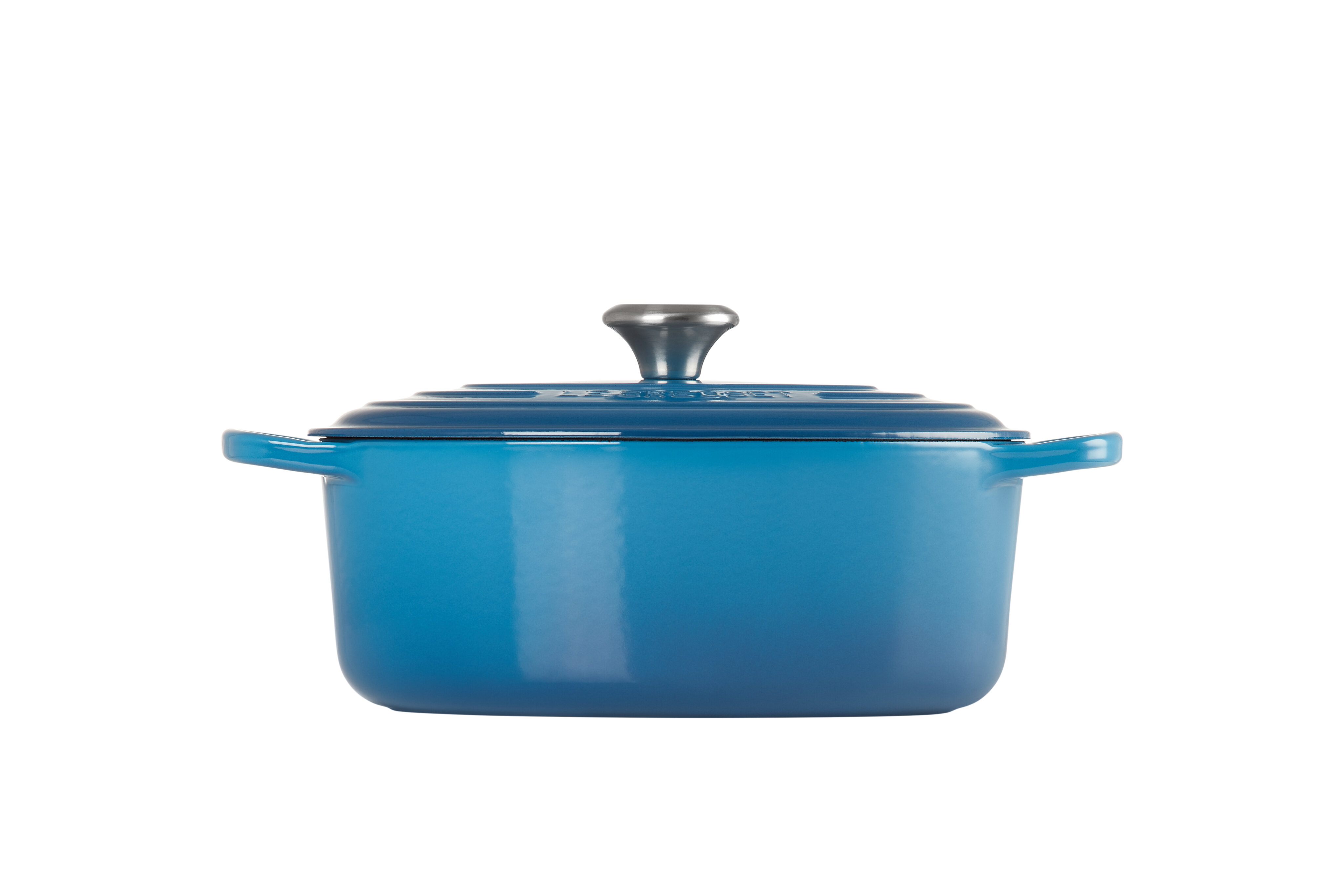 8 qt. Oval Non-Stick Cast Iron Dutch Oven in Light Blue with Lid