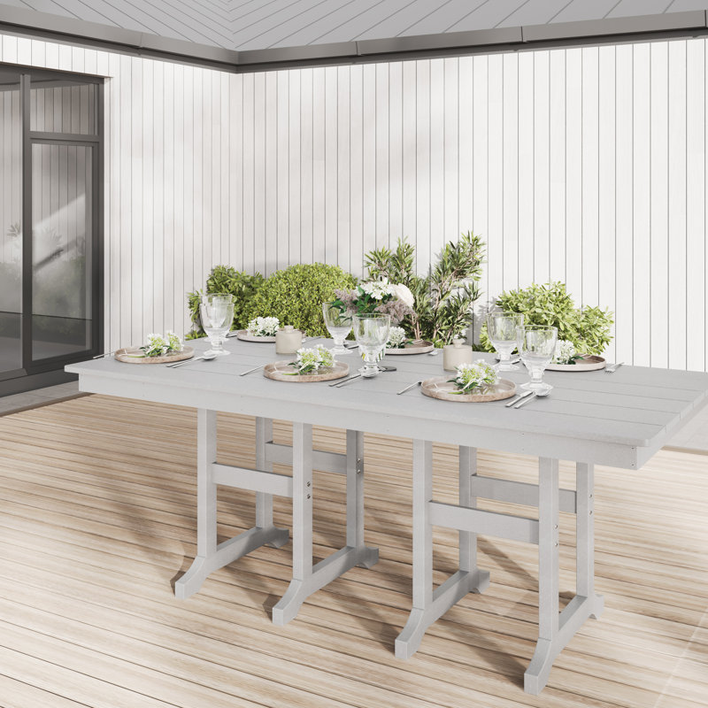  Table de salle à manger robuste en PEHD de 71 po de largeur Aunye, Gris