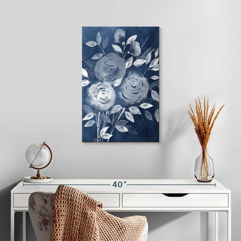 Harnek Cyanotype Roses I, 24" H x 16" W