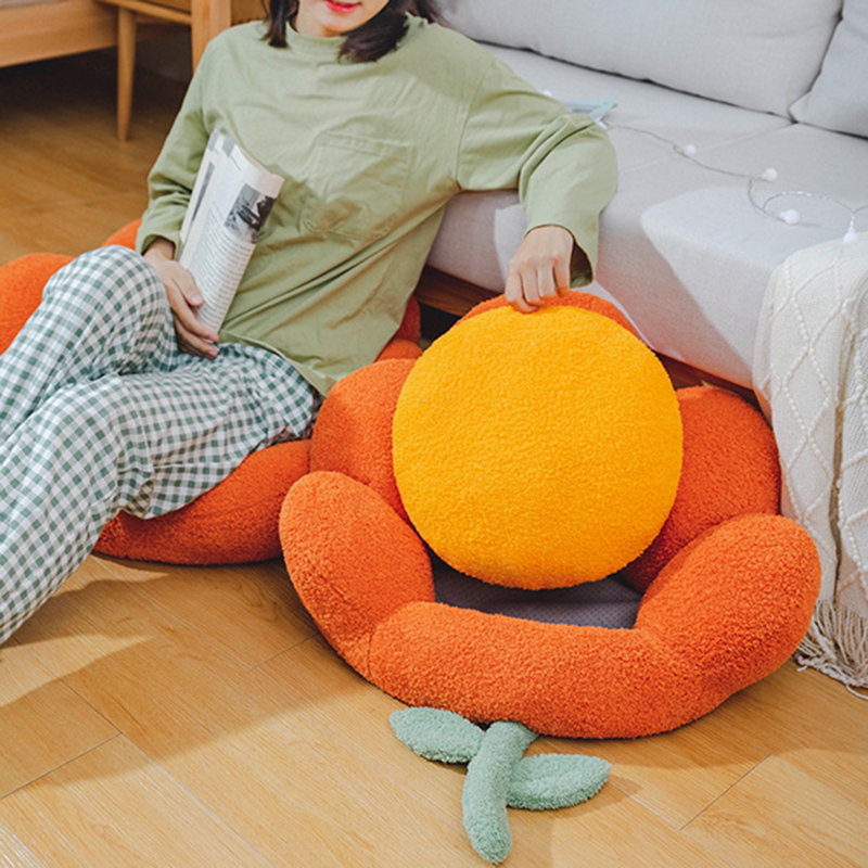 Seat Mat Detachable Extra-soft Texture Thickened Flower Shape Sitting Chair Seat Mat for Floor, 21.28" H x 18.91" W x 7.88" D