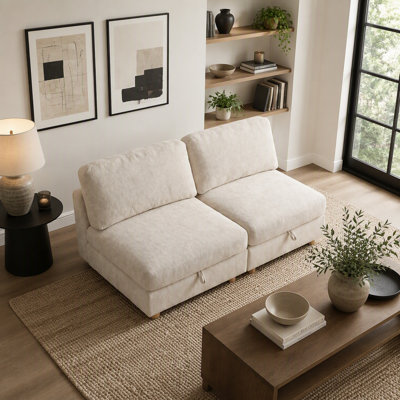 Canapé modulaire modulaire, canapé convertible avec rangement, ensemble de canapés en tissu pliant multifonctionnel, canapé 2 places (beige)