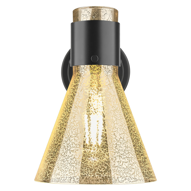Downtown Urban - Woodham - 1 Light 8" Wall-mounted Sconce -Light Smoke Shade, Mercury, Matte Black