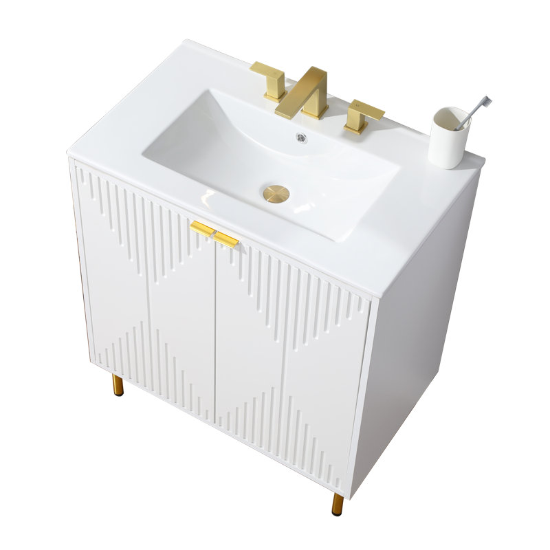 Ensemble de meuble-lavabo simple 30 po blanc moderne autoportant