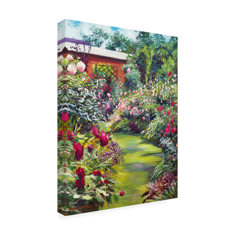 Art sur toile par David Lloyd Glover, LE TANGLED SPRING GARDEN, H 47 po x l 35 po