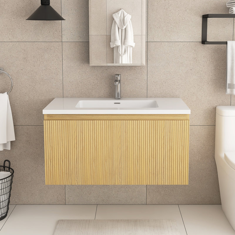 Meuble-lavabo mural 36 po en MDF avec lavabo en résine