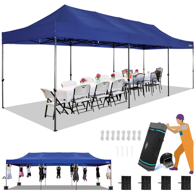 10x30 FT Pop up Heavy Duty Canopy, Dark Blue