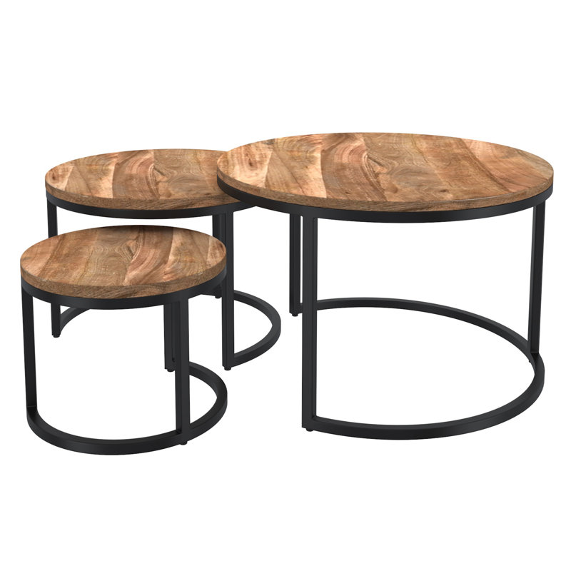 Jaqualine Solid Wood Top Nesting Coffee Table