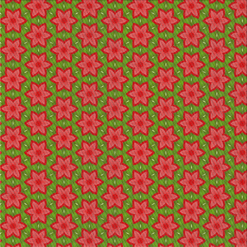 Tapis rouge/vert tissé à la machine, Carré 8 pi