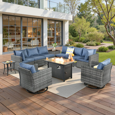Aliva Wicker 8 - Person Patio Conversation Set with Cushions