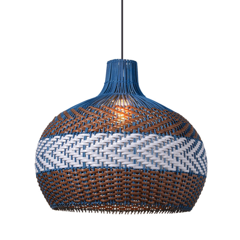 Luminaire suspendu en rotin 1 lumière Anasztazia, H 19,68 po x l 19,68 po x P 19,68 po