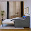 Canapé-lit simple rembourré avec trois lumières à DEL, tête de lit réglable avec rangement, lit gigogne escamotable et base de chargement sans fil, cadre de canapé-lit rembourré en lin-1769308212