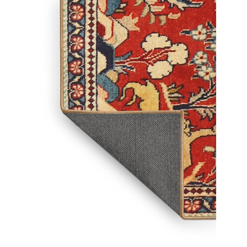 Tapis traditionnel jaune / beige / rouge, Rectangle 8 pi x 10 pi