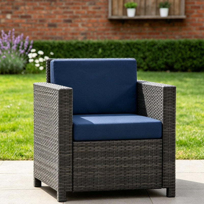 Outdoor Bench, Mixed Brown/Navy Blue