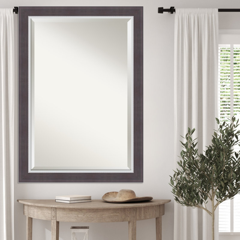 Ellie Beveled Framed Wall Mirror, 29.5" x 41.5", Brown Silver