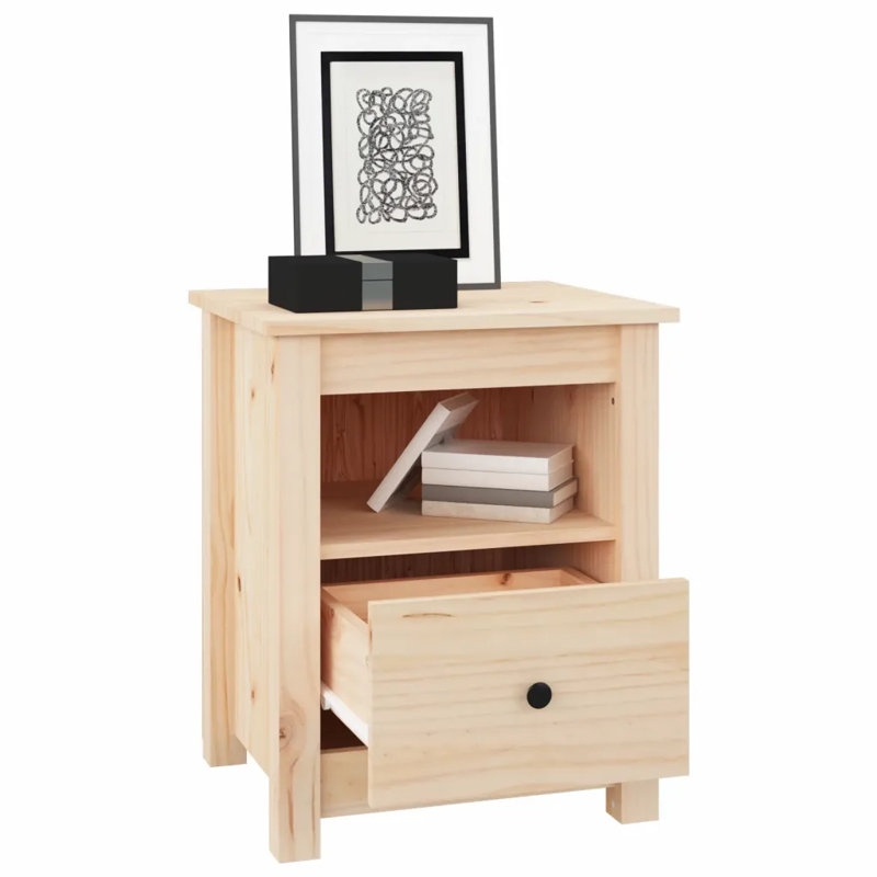 Bedside Cabinet 40X35x49 Cm Solid Wood Pine, Brown