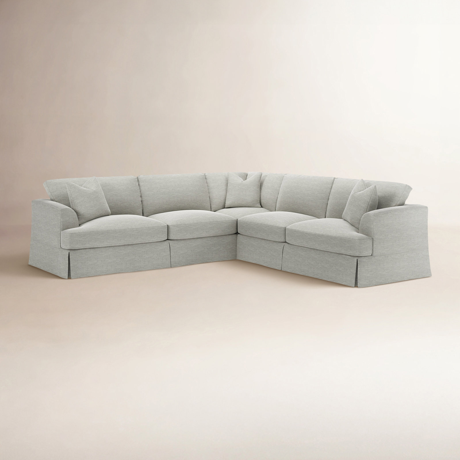 Lucia 4 - Piece Slipcovered L-Sectional, Right Hand Facing, Drusky Ivory Sustain® Basketweave