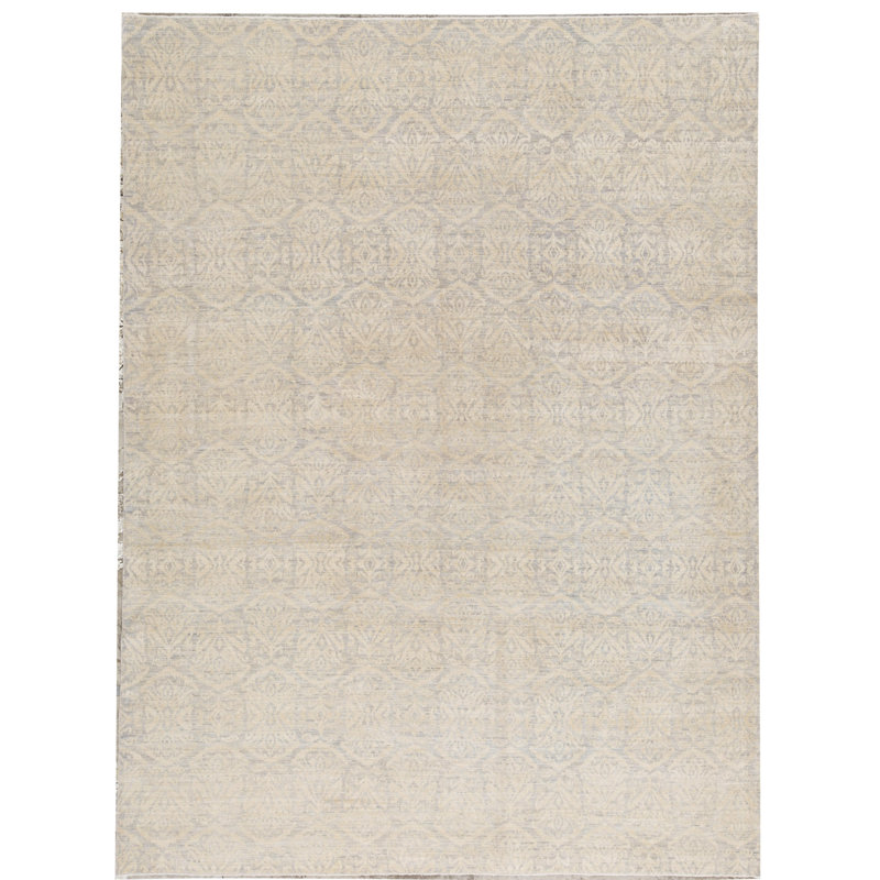 Tapis beige noué à la main de haute qualité