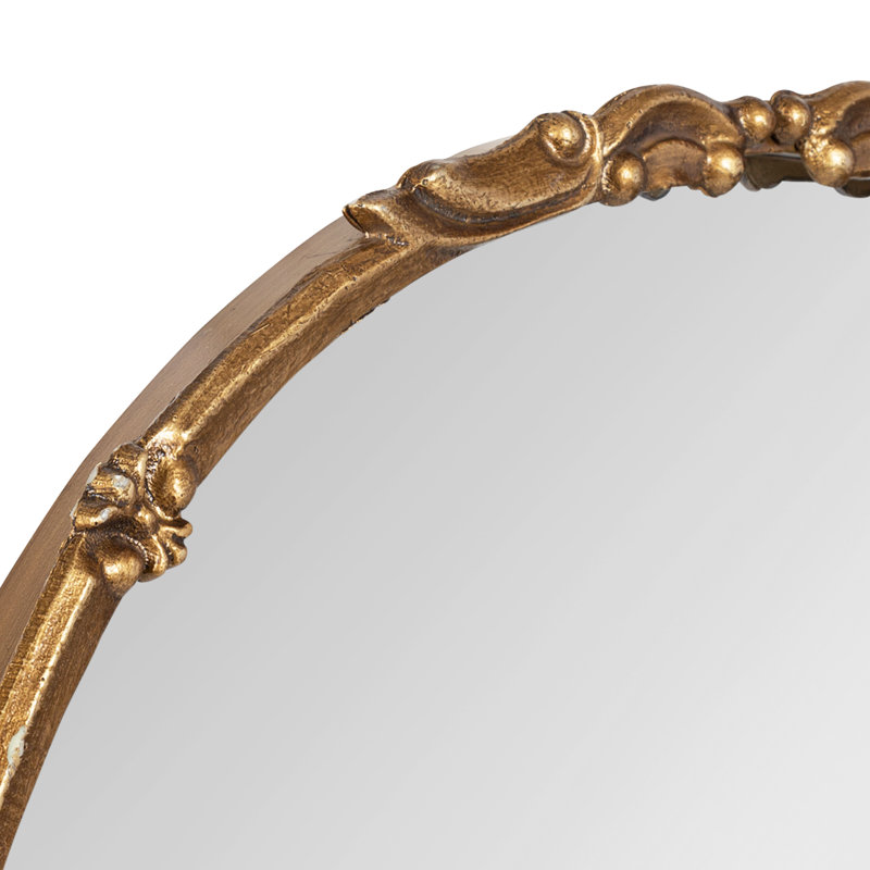 Tantallon Traditional Metal Round Wall Mirror, Gold