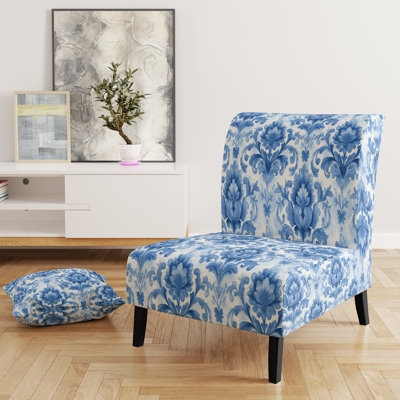 Coastal Upholstered Chair - Blue Toile Blue Slipper Chair