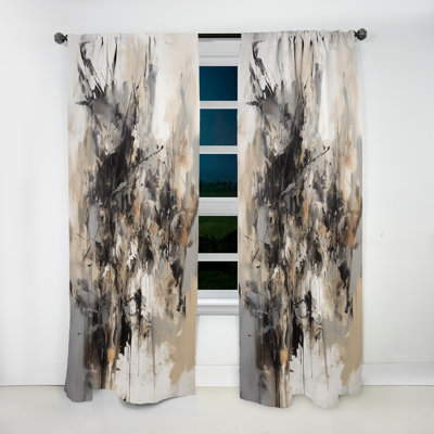 Rideau moderne gris foncé noir intérieur Inner World of Marble III - velours obscurcissant - 1 panneau