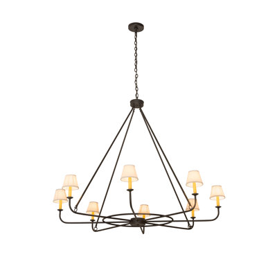 Lustre de roue de wagon de style bougie 8 lumières Hesser