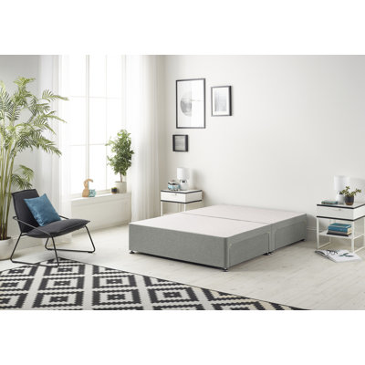 Faydra Tweed Fabric Solid Top Divan Bed Frame No Headboard