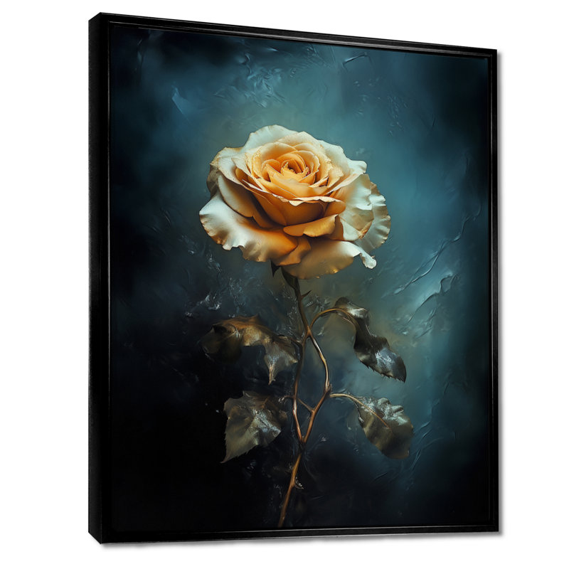 Jaune jaune rétro - art mural rose, H 20 po x l 12 po x P 1 po, Toile avec cadre flottant noir