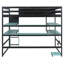 Lit mezzanine double en bois avec bureau, support de rangement latéral, tablettes multiples et lumière RVB, peu encombrant, bleu nuage-2042273265